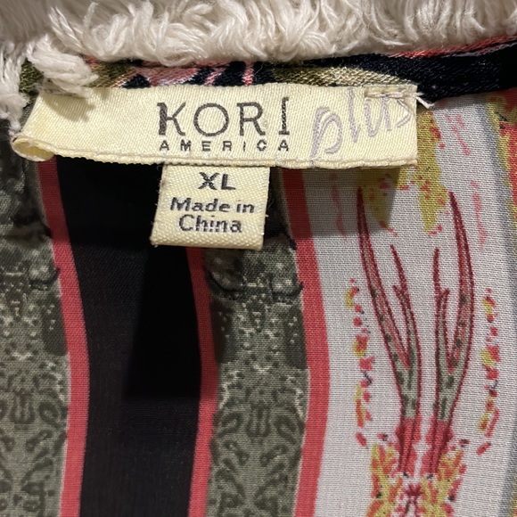 Kori America XL semi sheer duster with short fringe detail - Picture 2 of 9